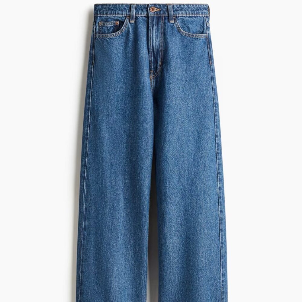 &Denim: high rise, wide leg jeans